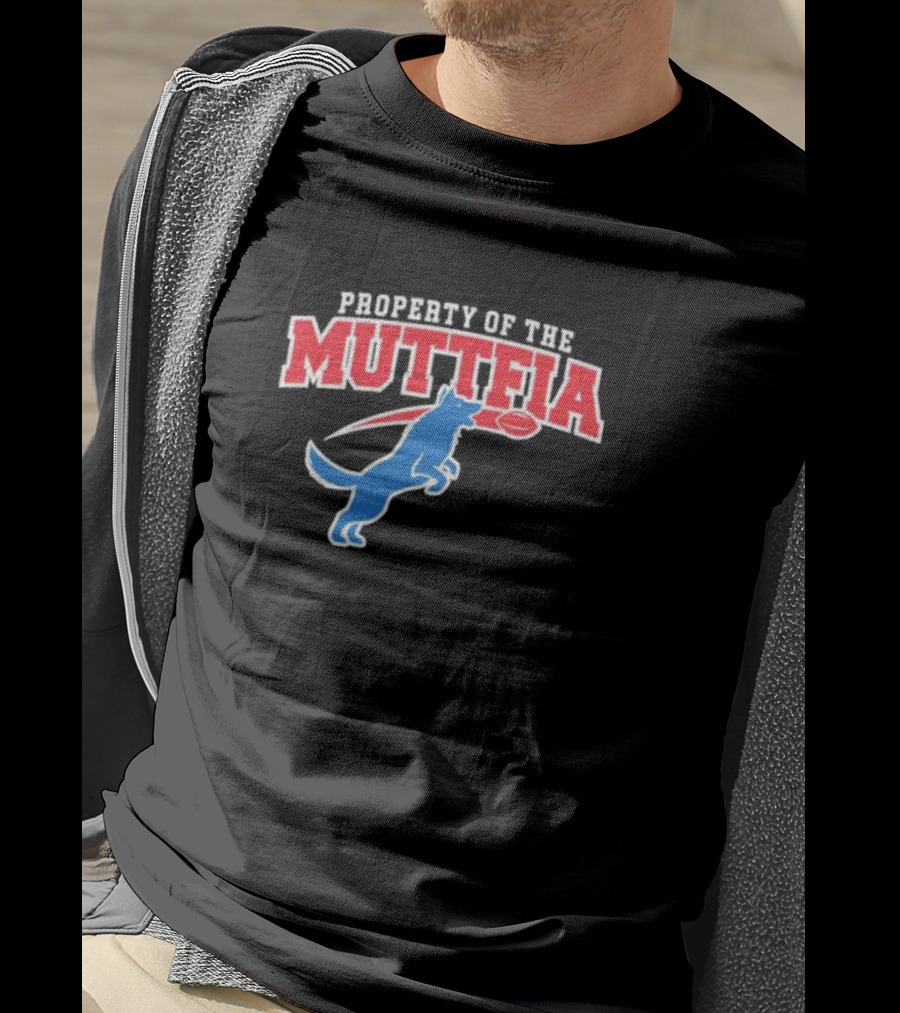 Property Of The Muttfia Blue Dog With Football T-Shirt