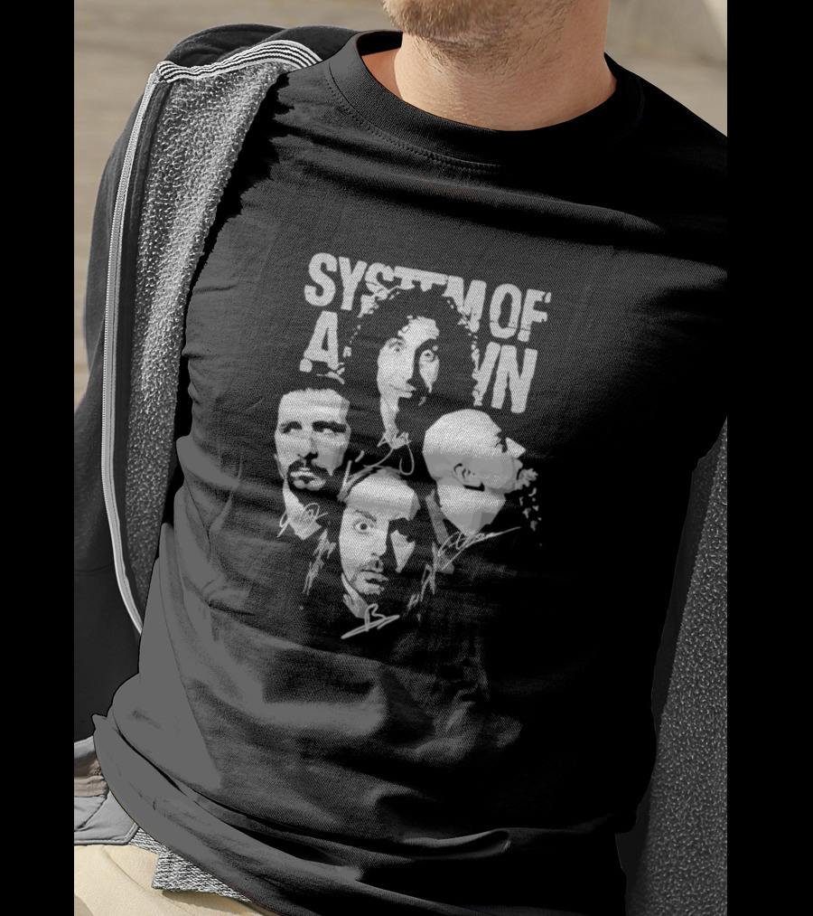 System Of A Down Band Members Portrait Signatures T-Shirt