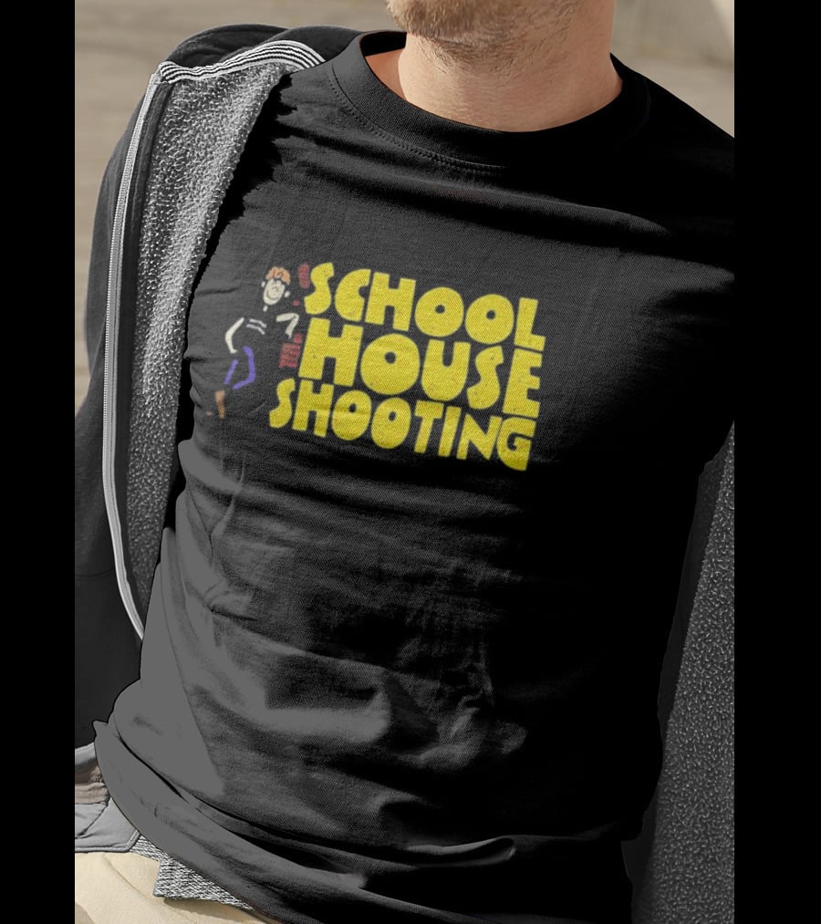 SCHOOL HOUSE SHOOTING Cartoon Character T-Shirt