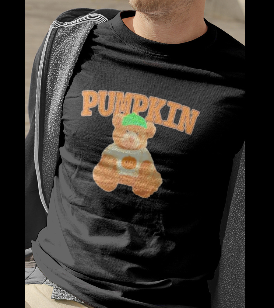 Pumpkin Cozy Bear With Green Hat And Pumpkin T-Shirt