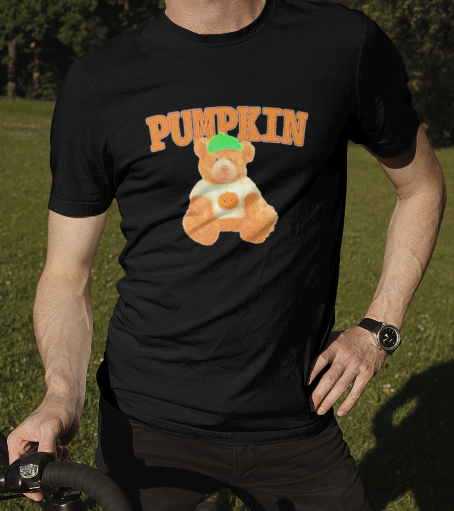 Pumpkin Cozy Bear With Green Hat And Pumpkin T-Shirt