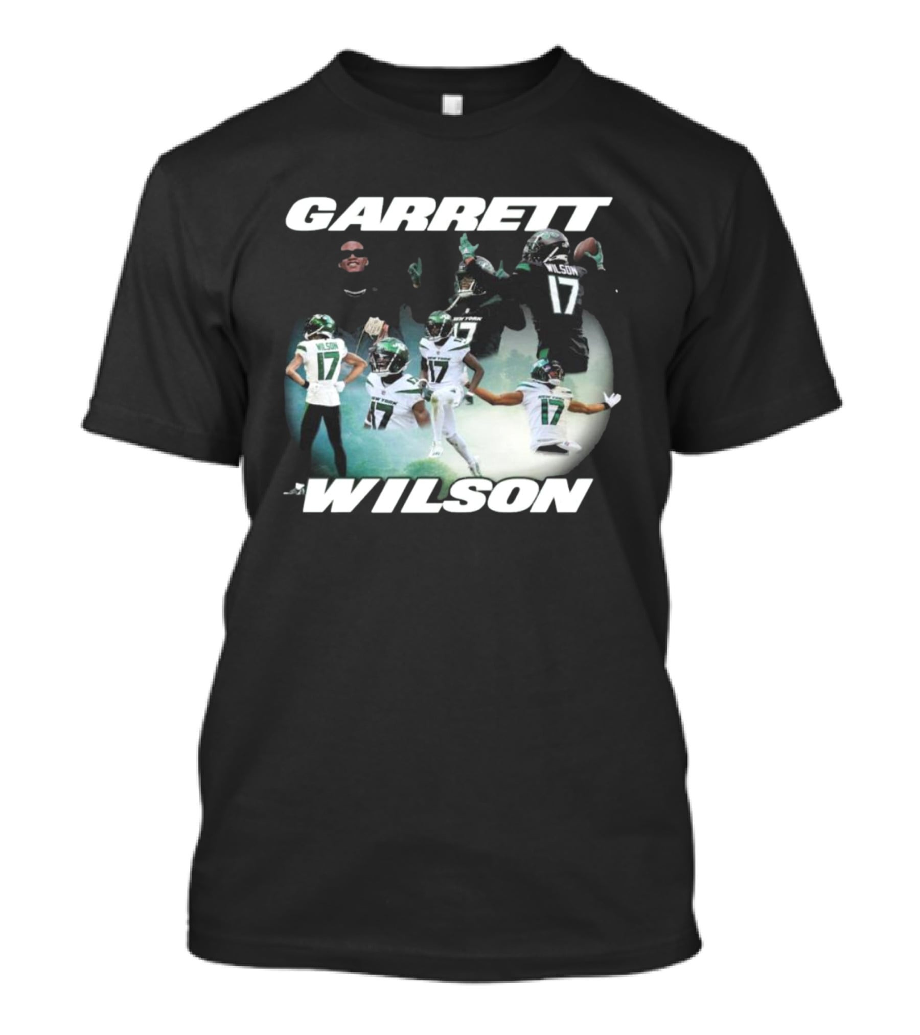 Garrett Wilson New York Jets Dynamic Football Action Montage T-Shirt