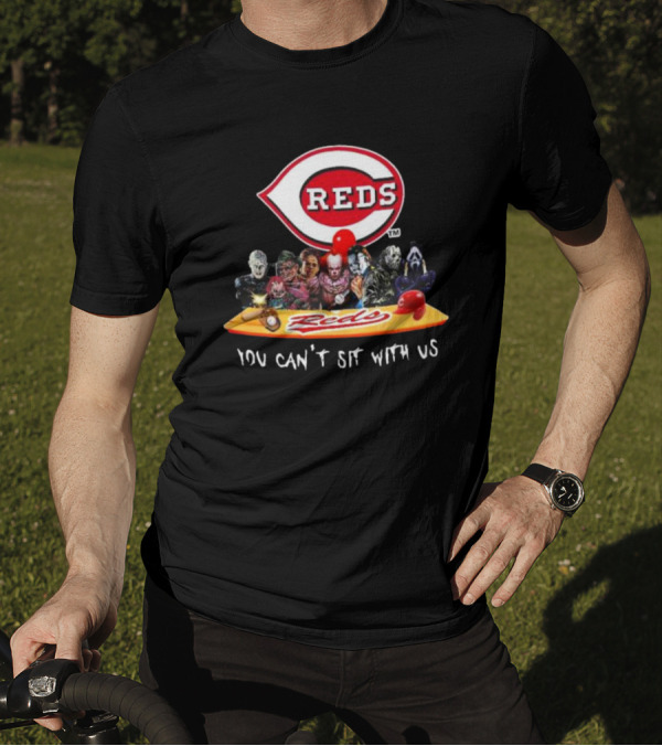 Cincinnati Reds Horror Movie Characters Logo You Can’t Sit With Us T-Shirt