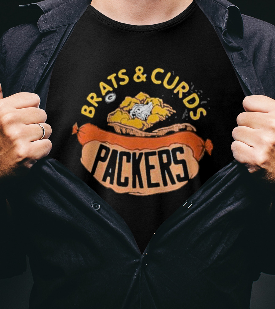 Brats And Curds Packers Homage NFL X Flavortown Green Bay Packers T-Shirt