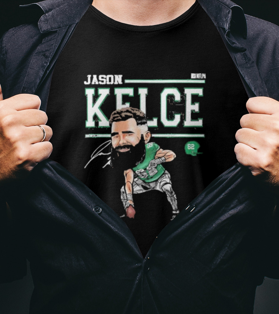 Jason Kelce Philadelphia NFLPA Cartoon 62 T-Shirt