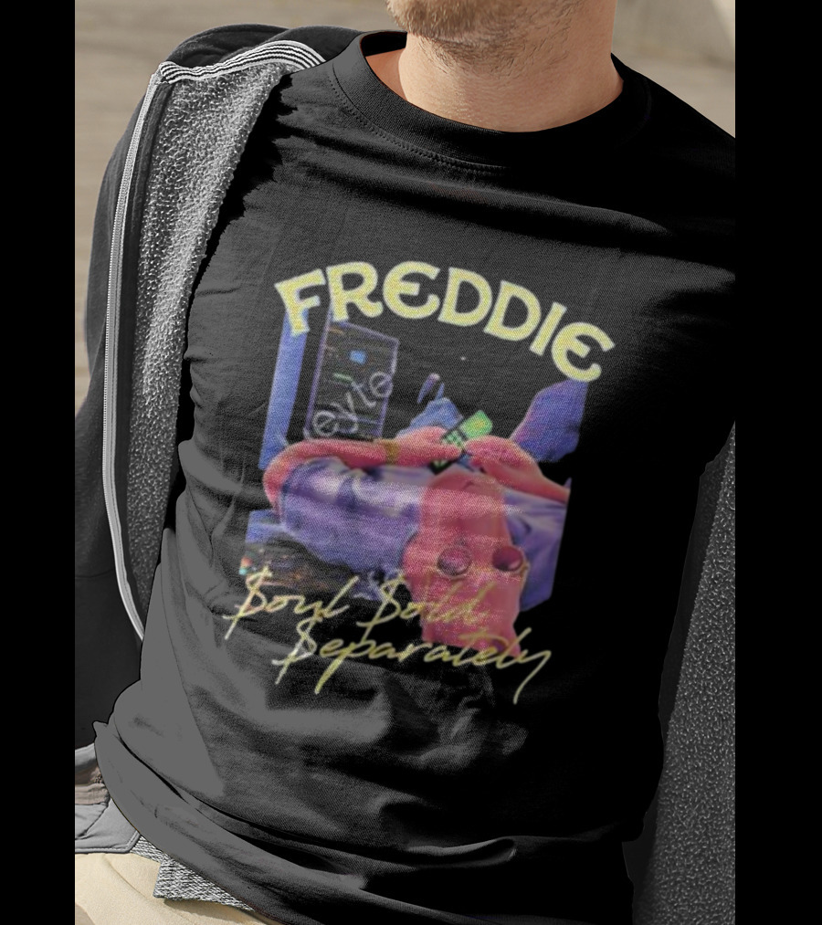 Freddie Soul Sold Separately Retro Style With Relaxed Figure Holding Phone T-Shirt