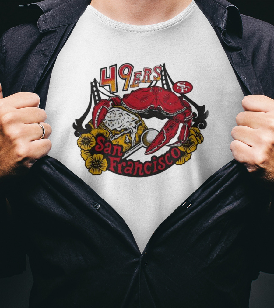 San Francisco 49ers NFL X Guy Fieri Flavortown Crab Bridge T-Shirt