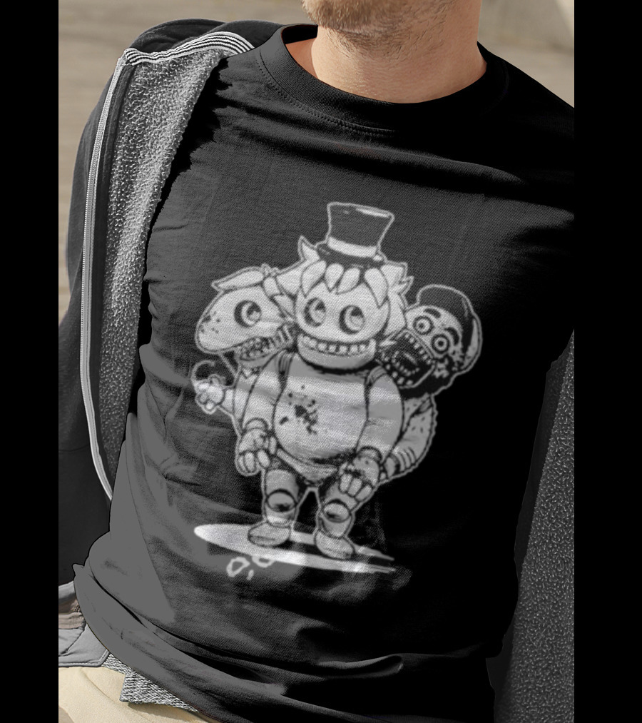 Sharkrobot Five Nights At Oney’s Three-Headed Animatronic Top Hat T-Shirt