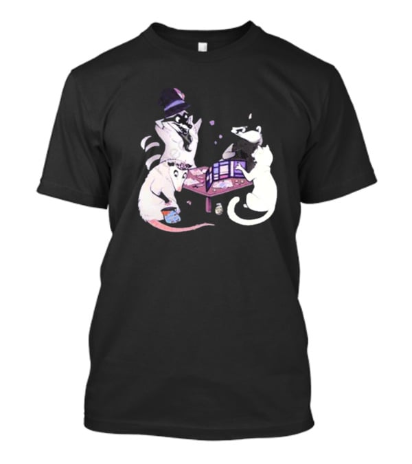 Game Night Raccoon Mouse Cat Tabletop Adventure T-Shirt