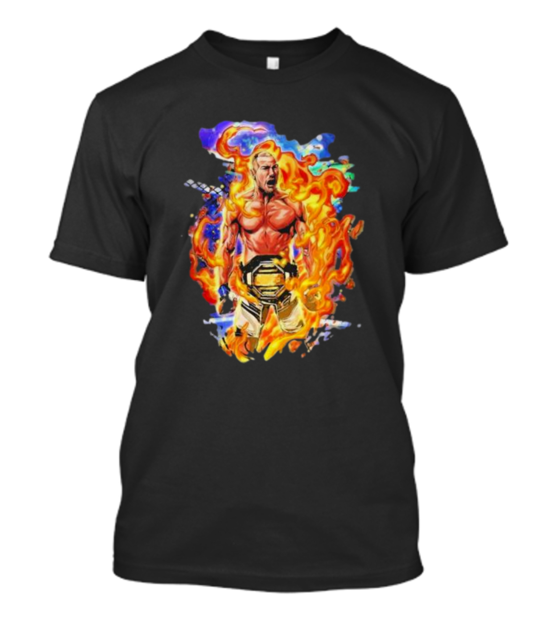 Sean Strickland Fiery Champion UFC Belt Flames T-Shirt