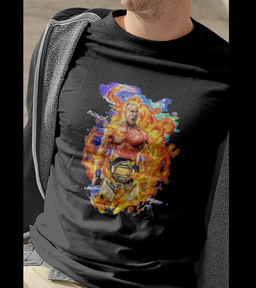 Sean Strickland Fiery Champion UFC Belt Flames T-Shirt