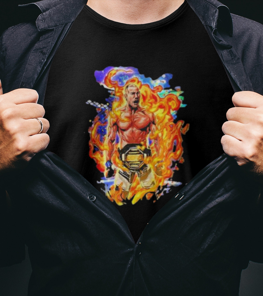 Sean Strickland Fiery Champion UFC Belt Flames T-Shirt