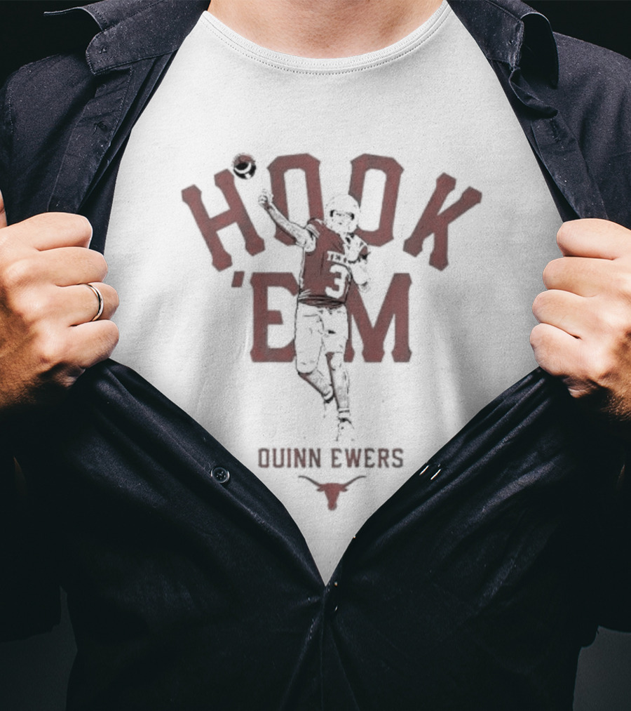Texas Football Hook 'Em Quinn Ewers Number 3 Player T-Shirt