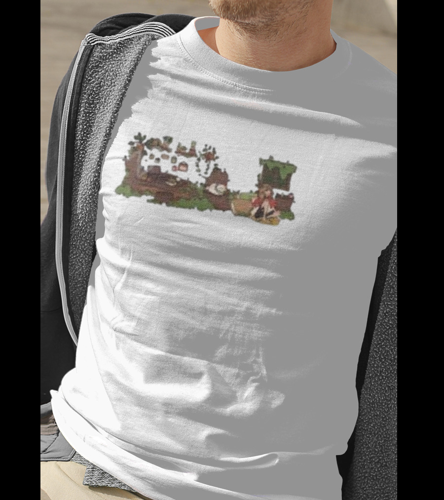 Woodlands Snifferish X Pop Cozy Cottage Scene With Greenery And Logs T-Shirt