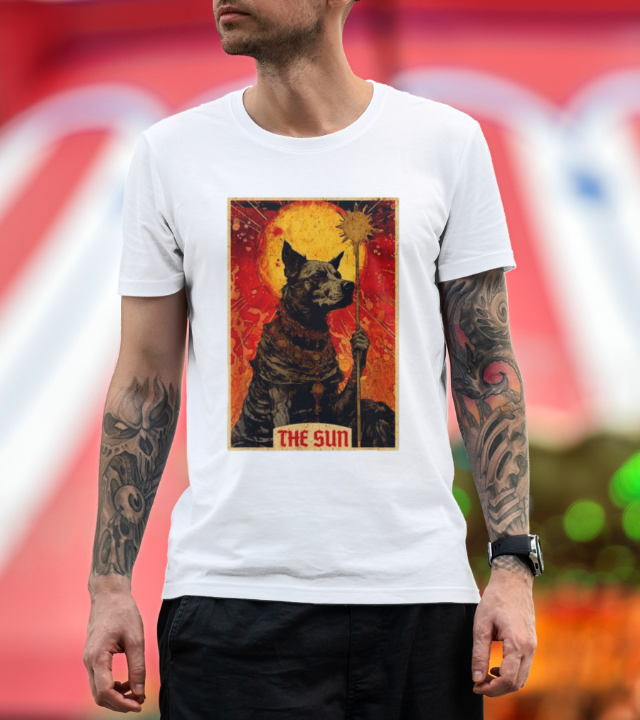 Dog Tarot Card The Sun Card Canine Holding Scepter T-Shirt