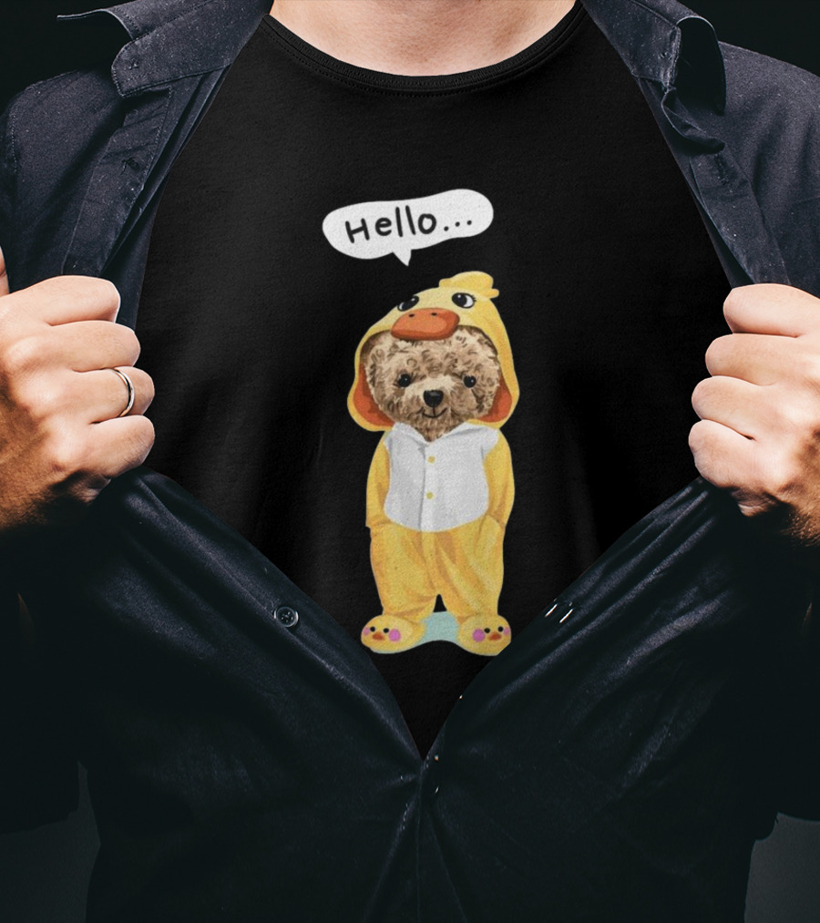 Bear Hello Duck Costume Curious Expression T-Shirt
