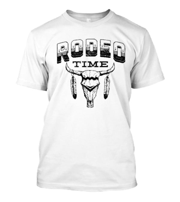 Rodeo Time Skull Dale Brisby Clay Feathers T-Shirt