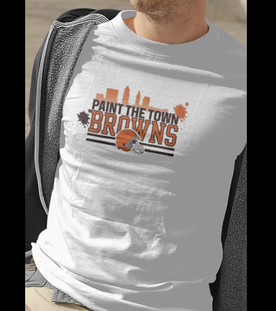 Paint The Town Cleveland Browns Football Browns Helmet Skyline T-Shirt