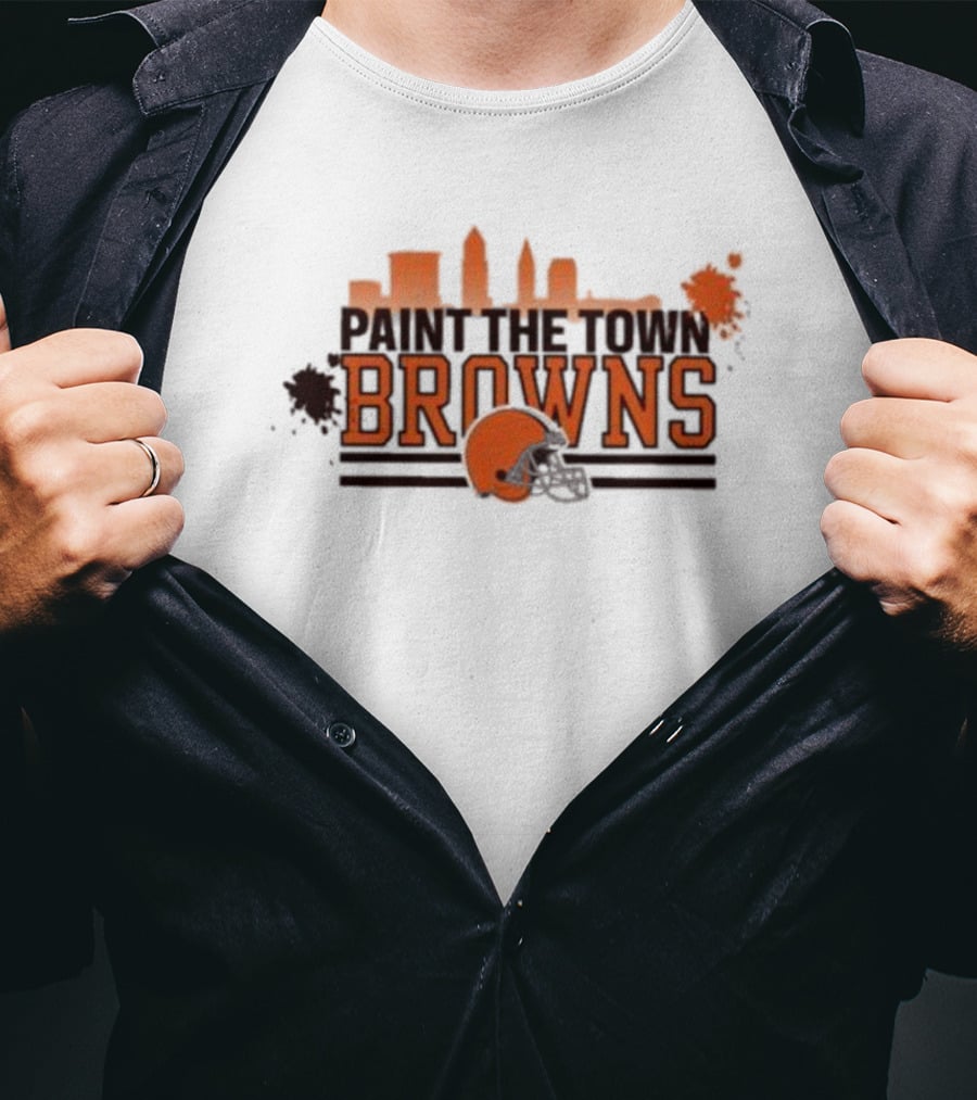 Paint The Town Cleveland Browns Football Browns Helmet Skyline T-Shirt
