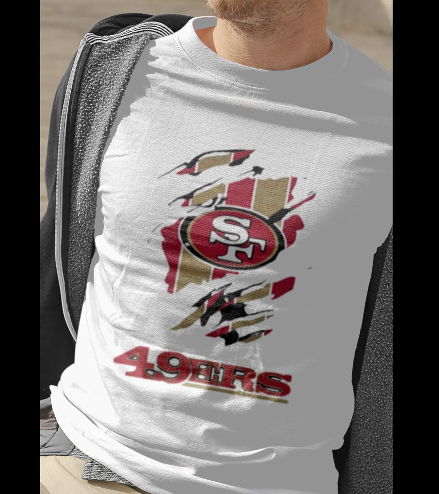 San Francisco 49ers SF Logo With Red And Gold Stripes 49ERS T-Shirt