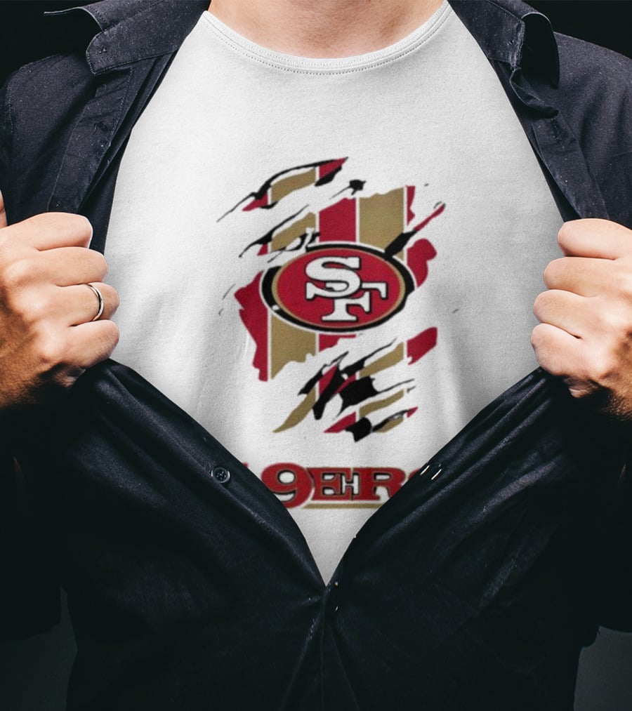 San Francisco 49ers SF Logo With Red And Gold Stripes 49ERS T-Shirt