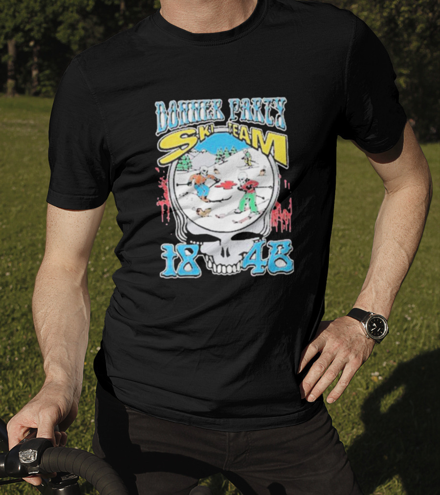 Donner Party Ski Team 1846 Skull Skiers Retro T-Shirt