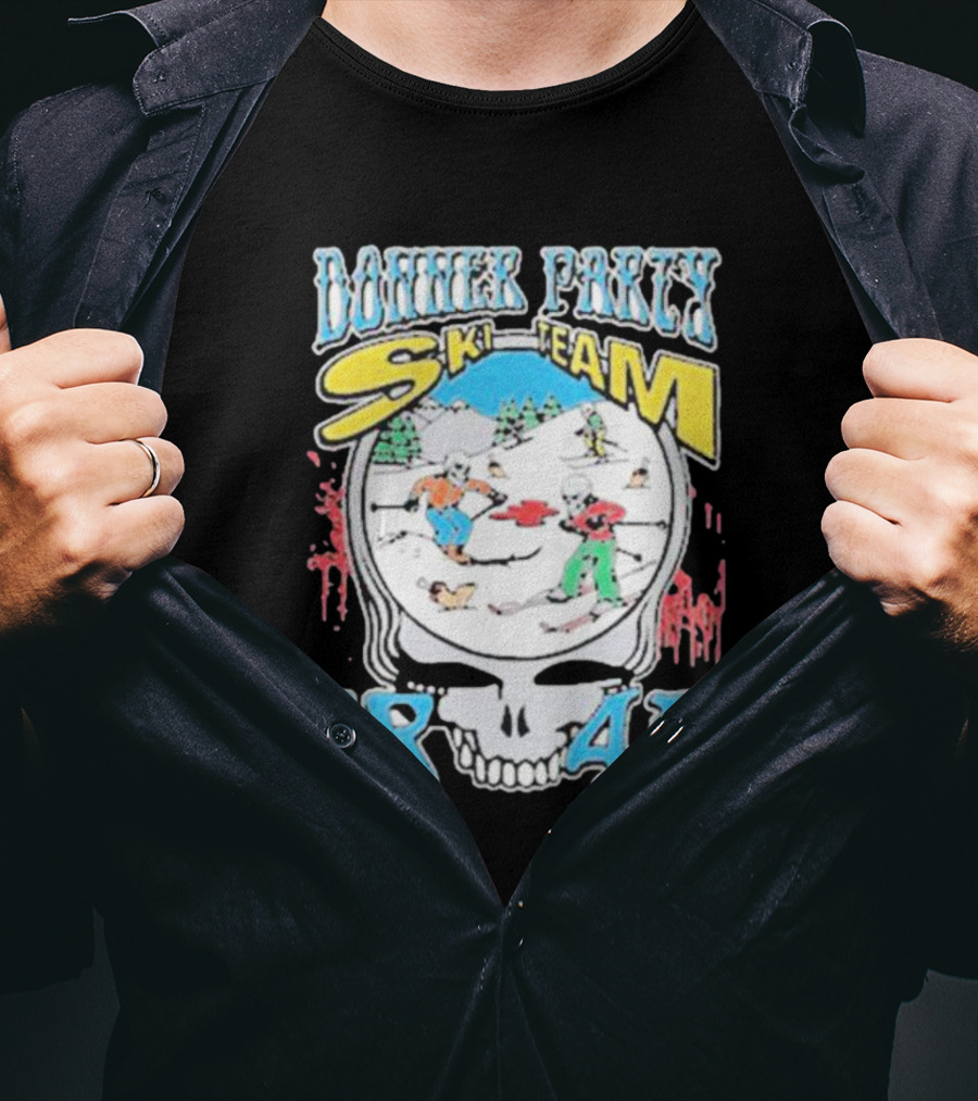 Donner Party Ski Team 1846 Skull Skiers Retro T-Shirt