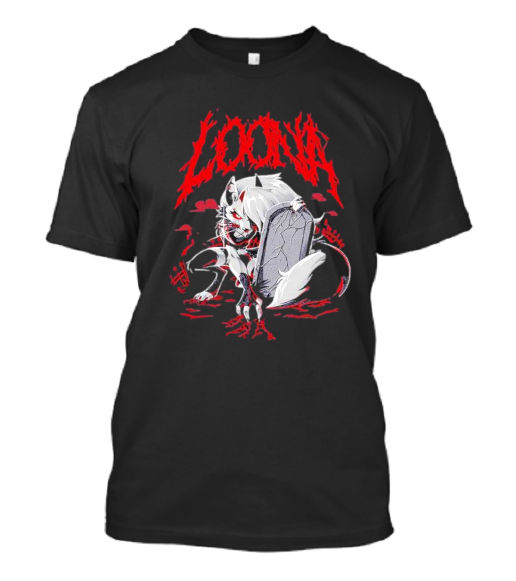 LOONA Graveyard Cat And Tombstone Scene T-Shirt