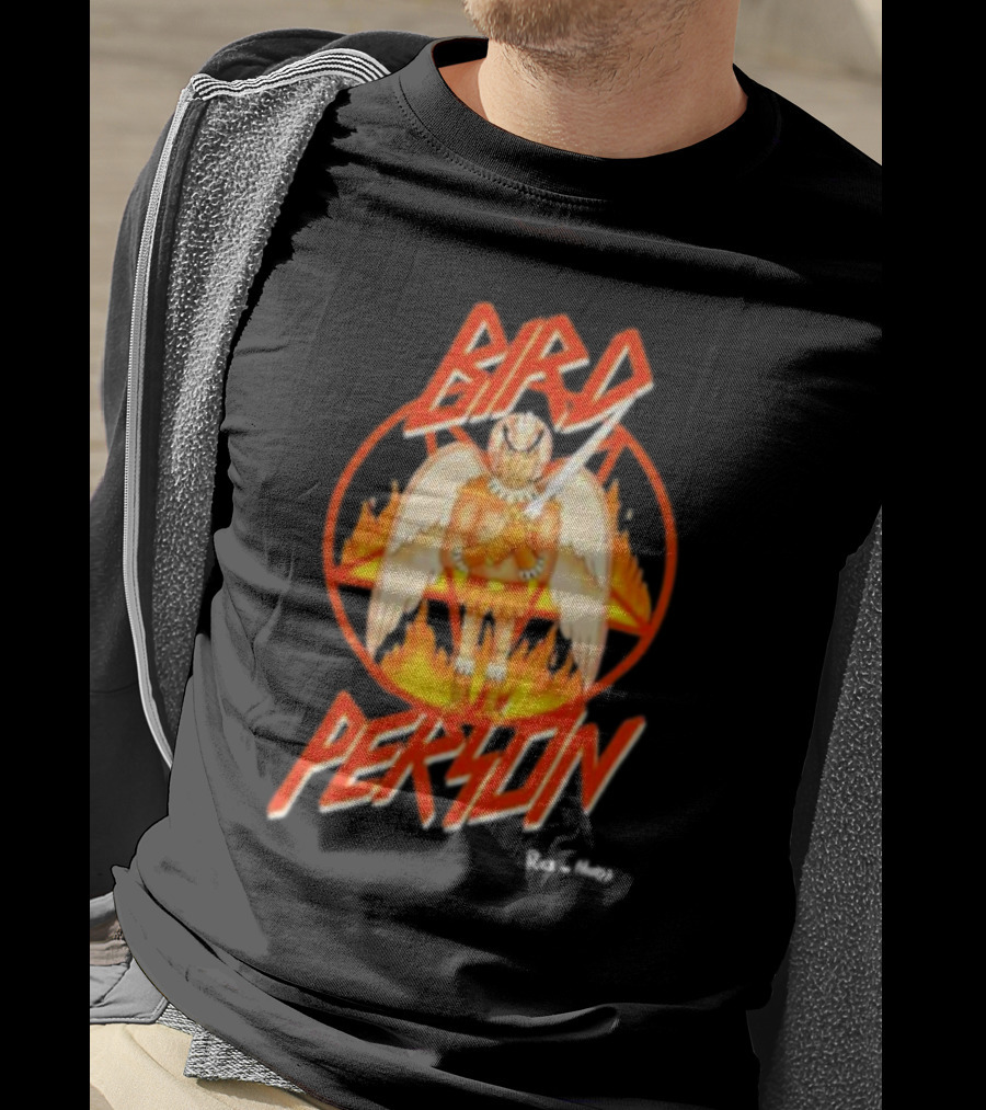 Bird Person Rick And Morty Winged Character Flame Background T-Shirt