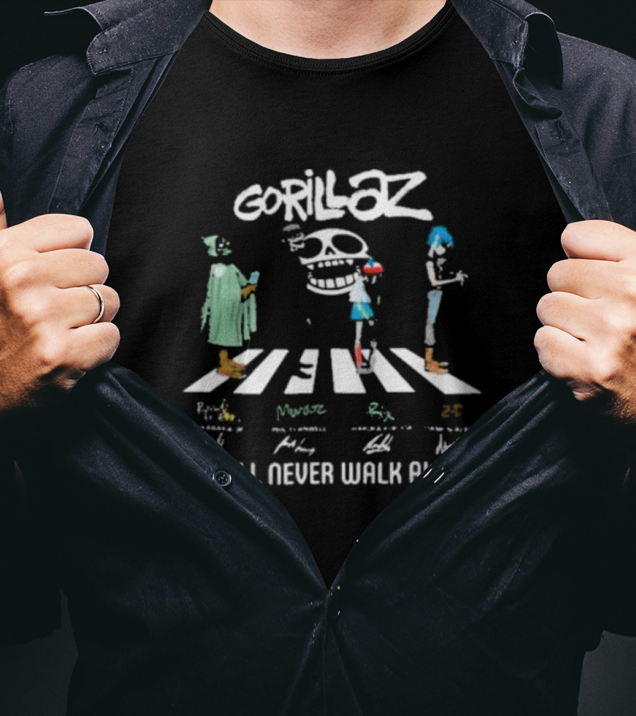Gorillaz Abbey Road Crossover You’ll Never Walk Alone Signatures T-Shirt