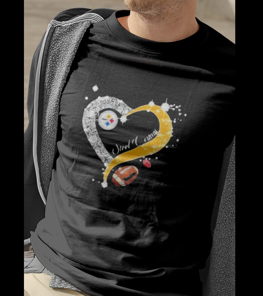 Pittsburgh Steelers Heart Diamonds Steel Curtain Football T-Shirt