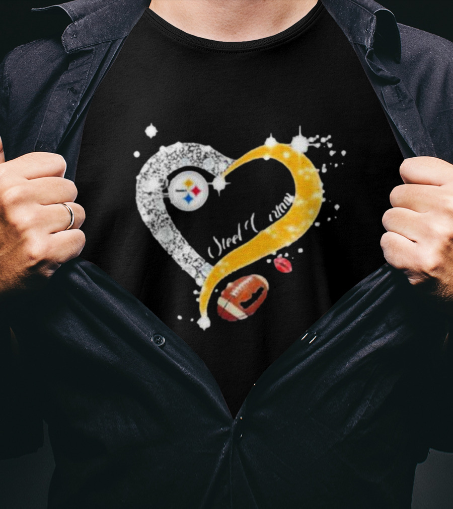 Pittsburgh Steelers Heart Diamonds Steel Curtain Football T-Shirt