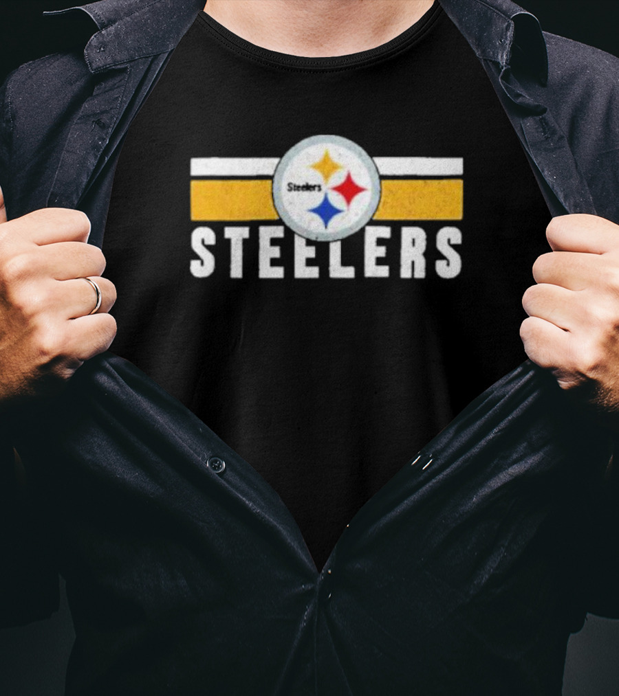 Pittsburgh Steelers Logo Stripes NFL Team Steelers T-Shirt