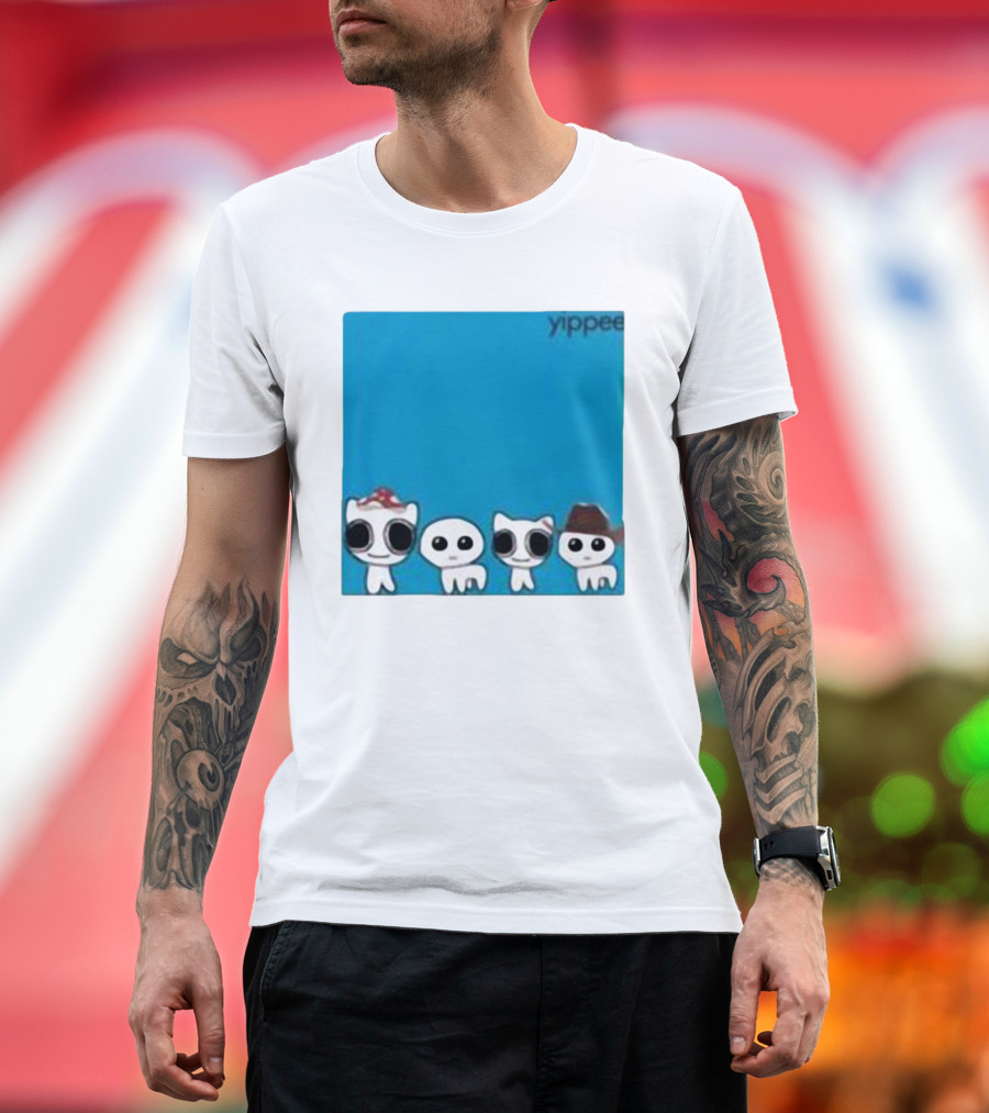 Yippee Cute Cartoon Cats Wearing Hats X Weezer Cringey T-Shirt