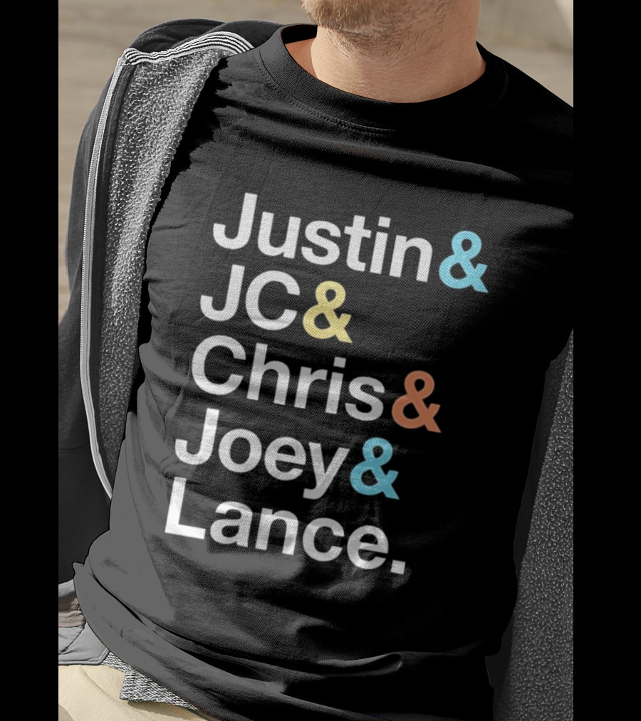 Justin And JC And Chris And Joey And Lance Contemporary Ampersand Typography T-Shirt