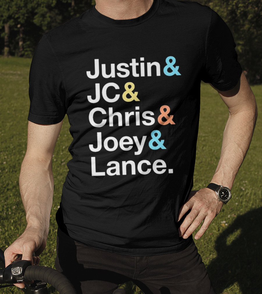Justin And JC And Chris And Joey And Lance Contemporary Ampersand Typography T-Shirt