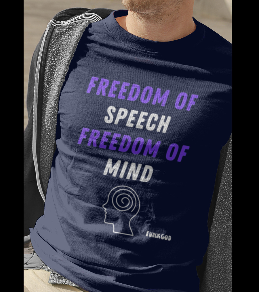 FUNKGOD Freedom Of Speech Freedom Of Mind Head Outline Spiral T-Shirt