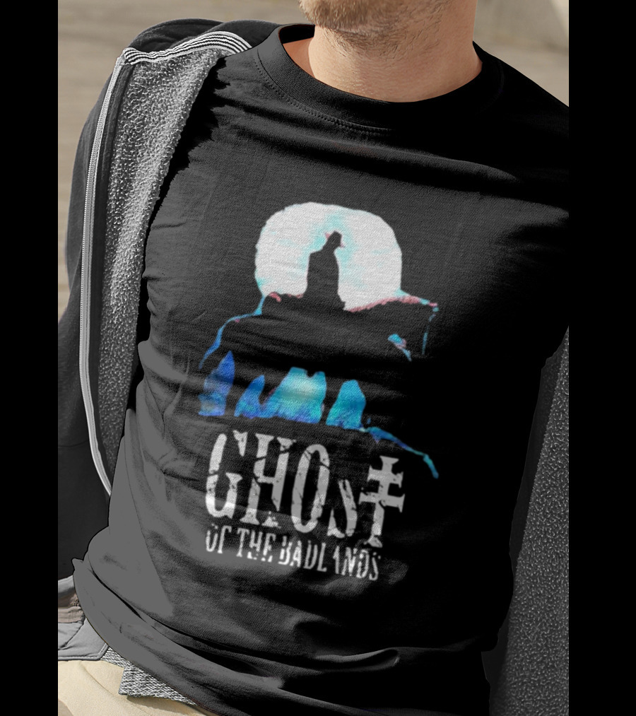 Ghost Of The Badlands Cowboy Silhouette Moonlit Horseback Scene T-Shirt