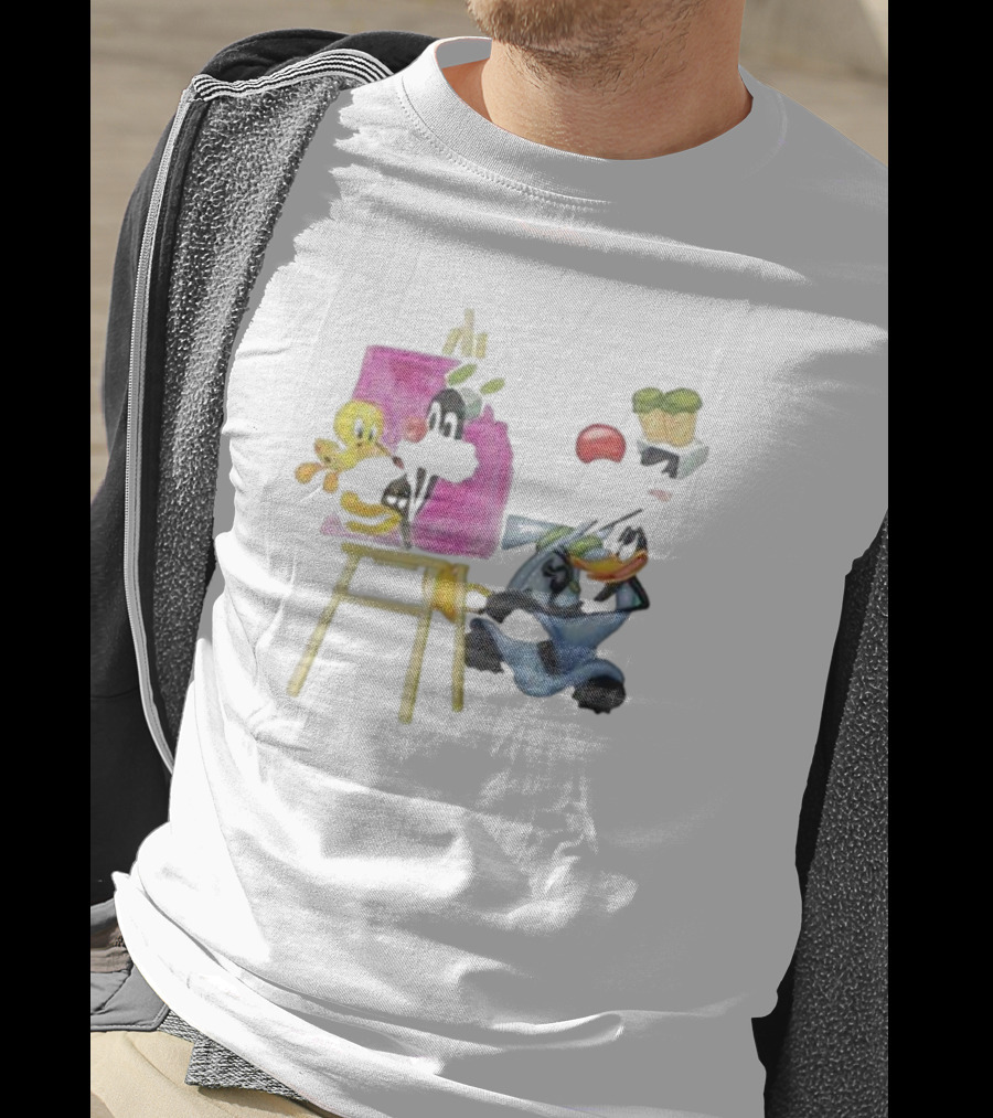 Looney Tunes Tweety Bird Painting Sylvester Daffy Duck Involved T-Shirt