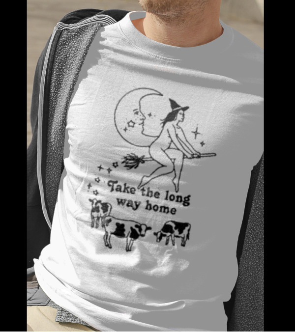 Take The Long Way Home Witch Moon Cows T-Shirt