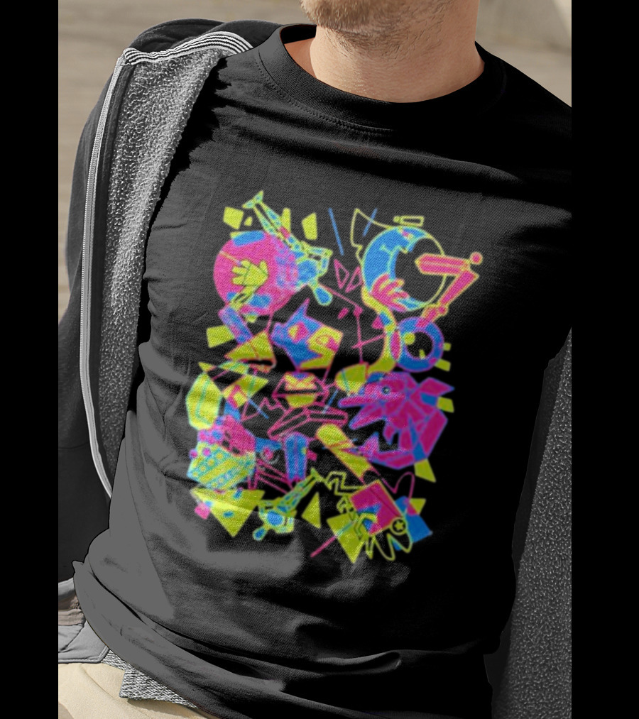 Ena What’s The Data Theta Neon Abstract Surrealism Geometric Shapes T-Shirt
