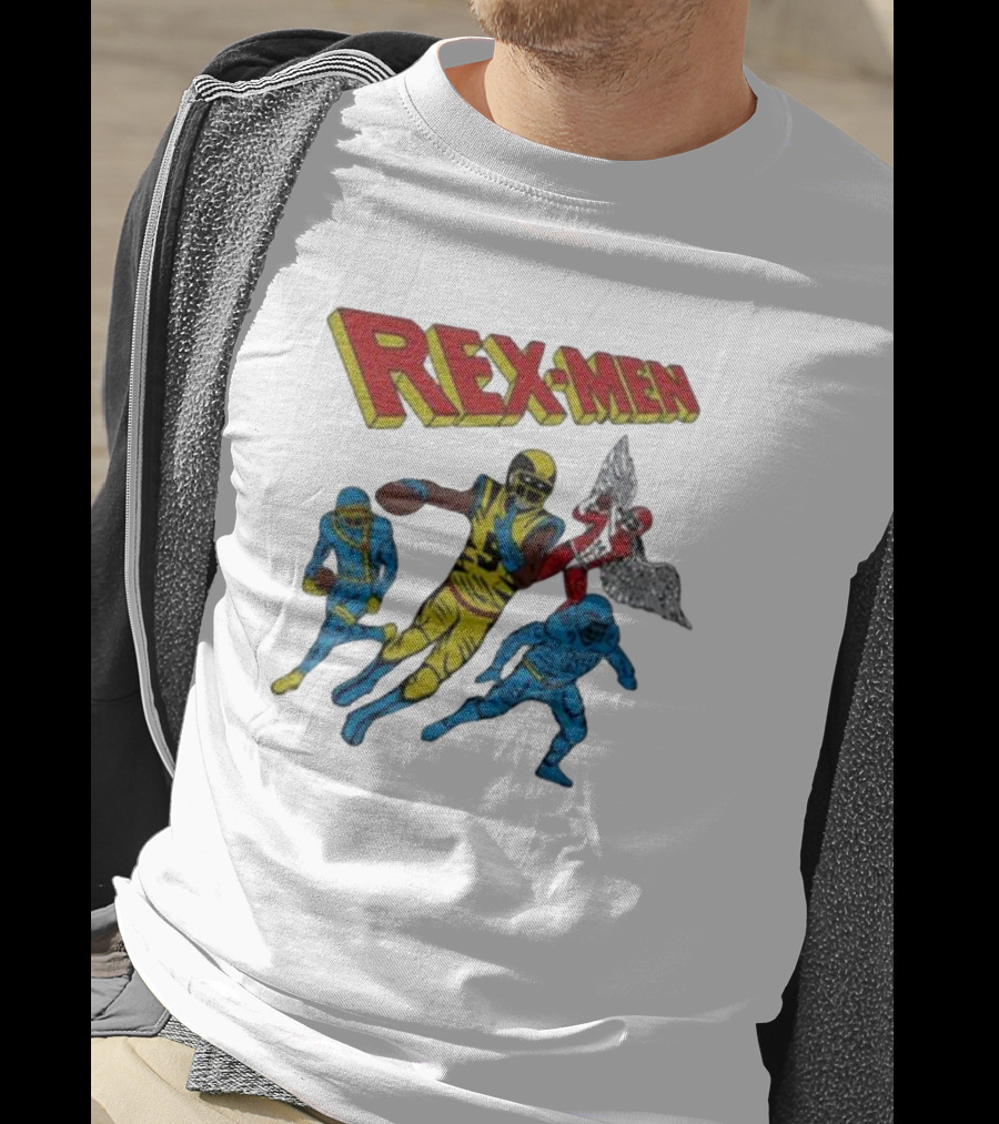 Rex-men Football Players Action Scene With Superhero T-Shirt