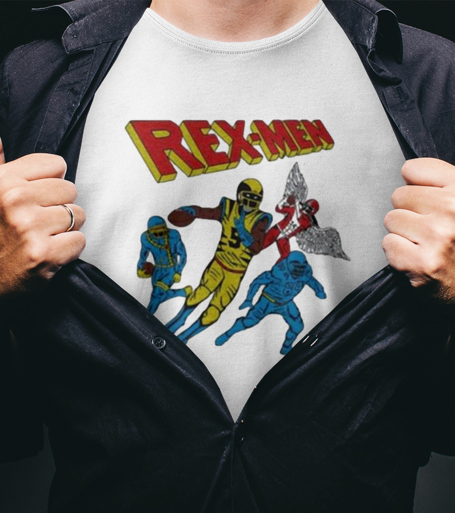 Rex-men Football Players Action Scene With Superhero T-Shirt