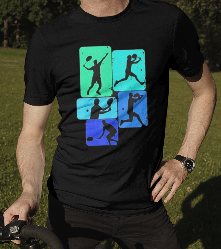 Tennis Player Youth Men Silhouettes In Motion T-Shirt