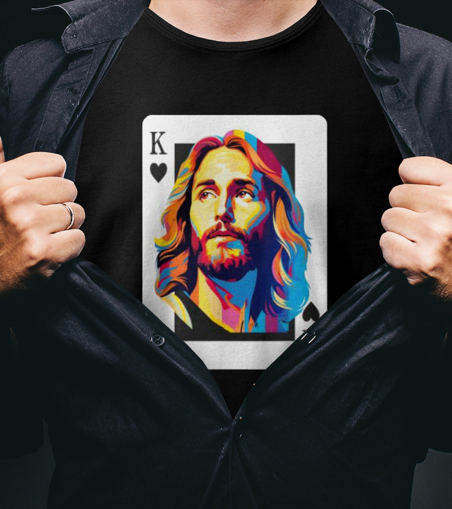 Jesus King Of Hearts Spades Christian Card T-Shirt