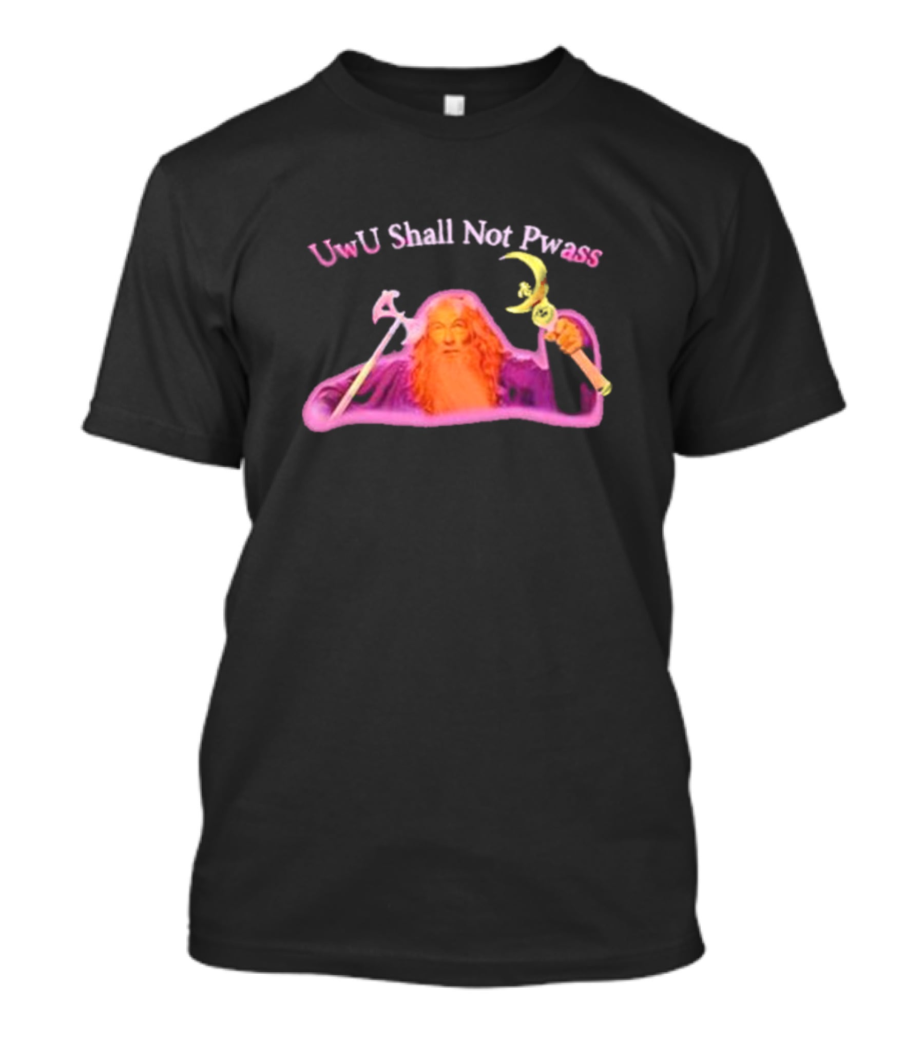 UwU Shall Not Pwass Wizard Illustration Fantasy Humor T-Shirt