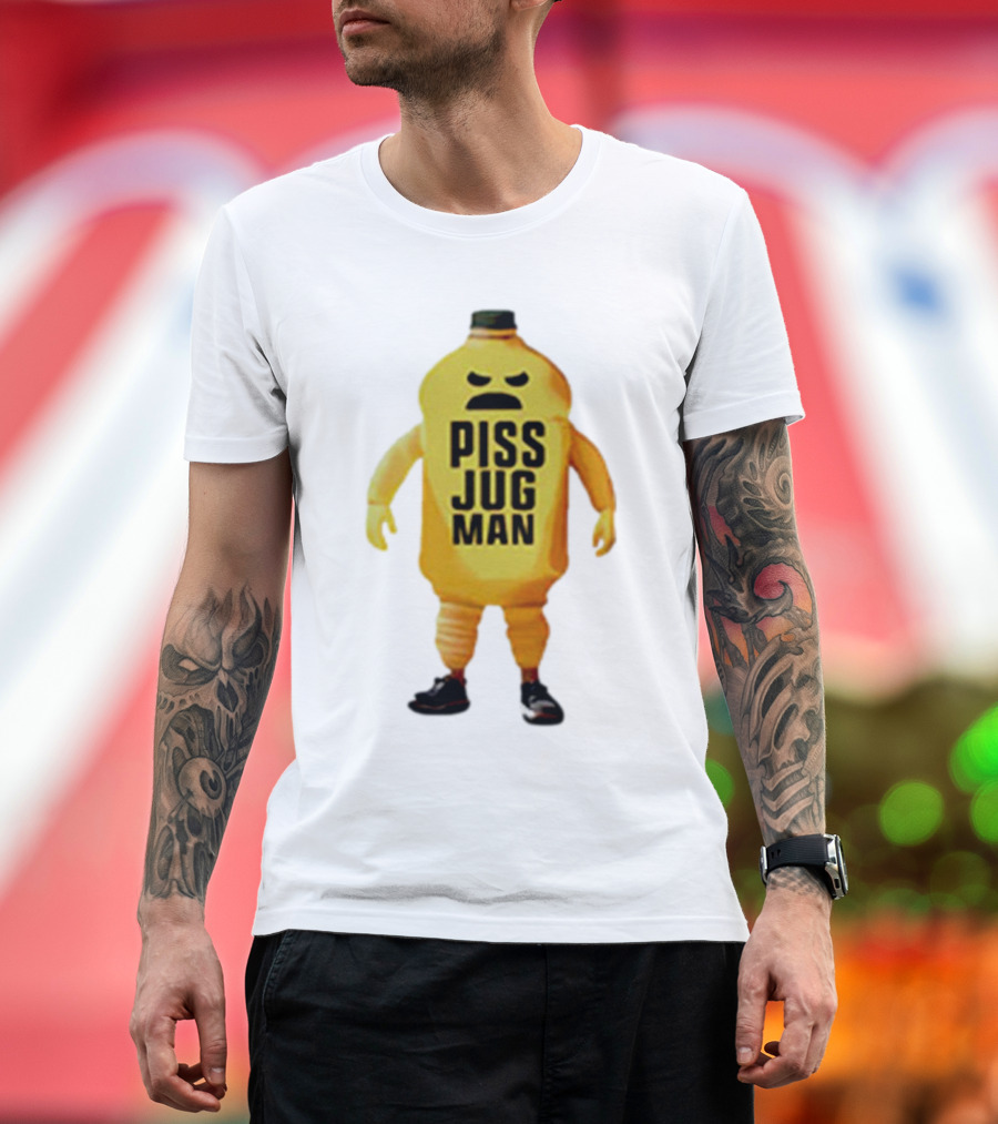 Piss Jug Man Mascot Character with Attitude and Sneakers T-Shirt