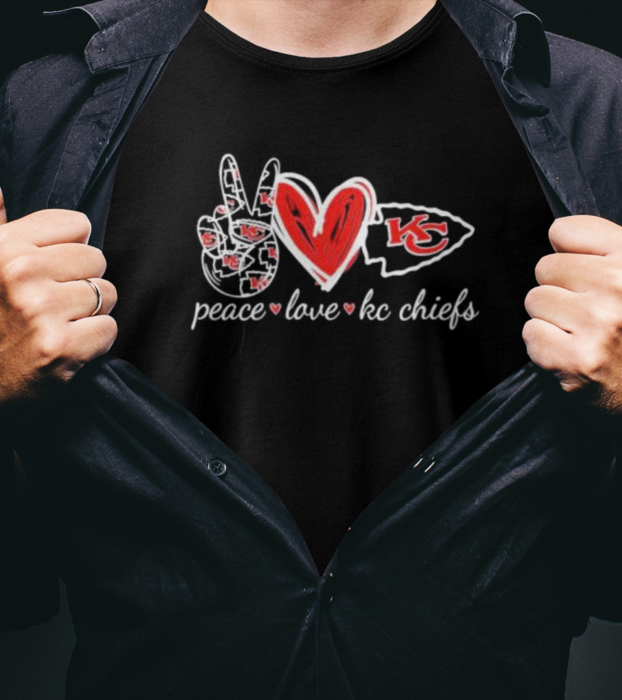Peace Love KC Chiefs Football Fan Spirit T-Shirt