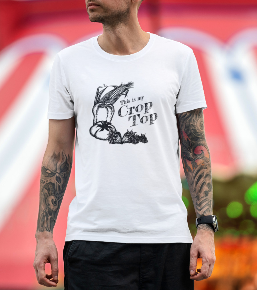 This Is My Crop Top Vegetables Peppers Corn Strawberries Typography T-Shirt