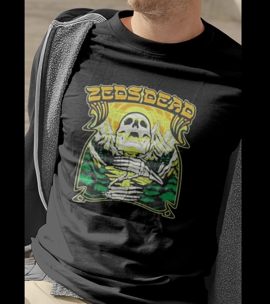 Zeds Dead Skull Rizing With Mountain And Sunset T-Shirt